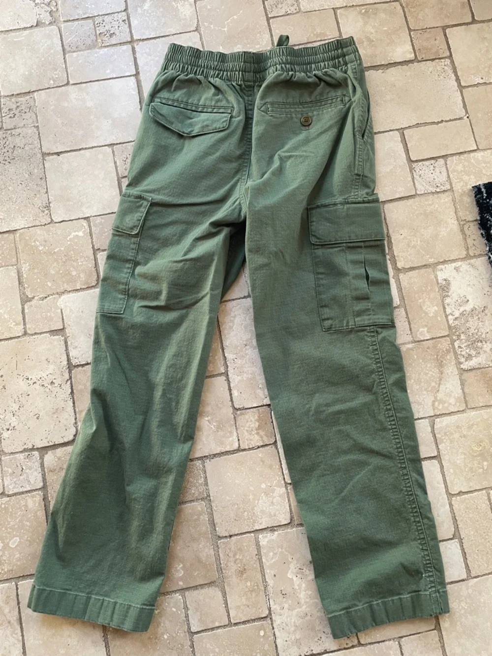 Vineyard Vines Boys Olive Green Cargo Pants - Drawstring Waist Pull On Small